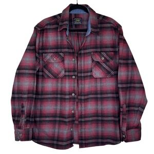 Jacks MFG Shirt Mens Extra‎ Large Red Black Plaid Flannel Heritage Long Sleeve